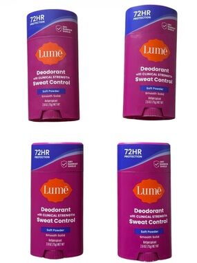 Lume | NEW Pink 72H Clinical Strength Sweat Control Soft Powder 4 Bundle NWT